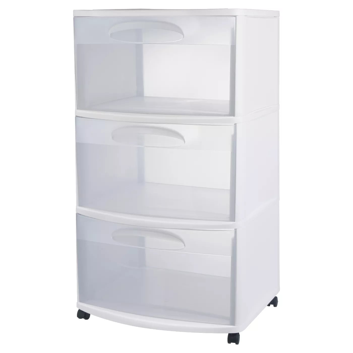 Sterilite Three Drawer Wide Cart with Clear Drawers