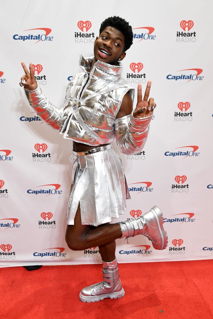 Lil Nas X's iHeartRadio 2021 Jingle Ball Metallic Outfit