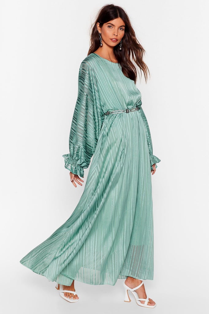 Love Me Stripe Balloon Sleeve Maxi Dress