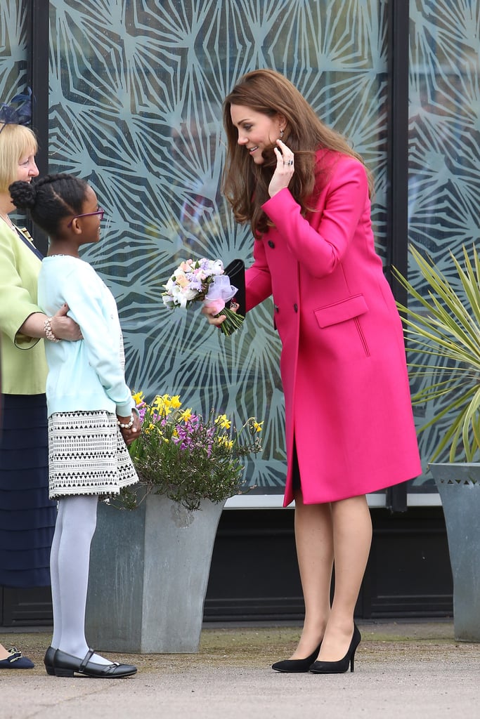 Kate Middleton Wearing Pink Mulberry Coat