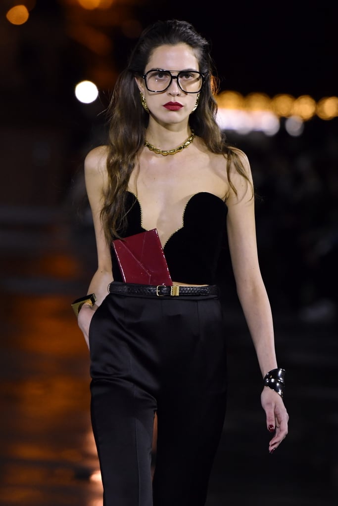 Saint Laurent's Rhinestone-Lined Bustier Top on the Spring/Summer 2022 Runway