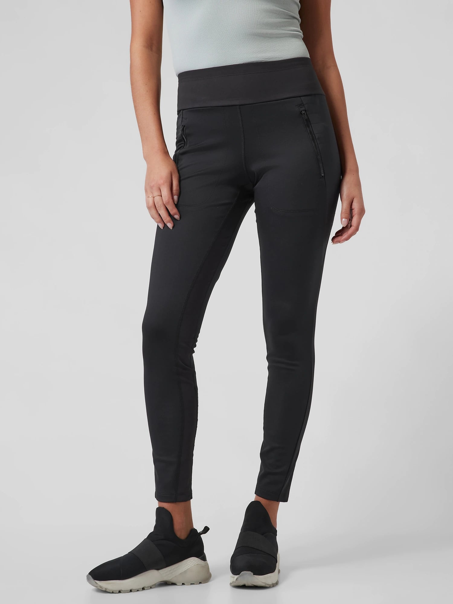 Athleta Flurry Ombre Tights Leggings Ribbed Black Heather and