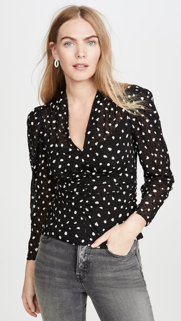 Rebecca Taylor Dot V-Neck Silk Blouse | Best Work Tops on Amazon ...