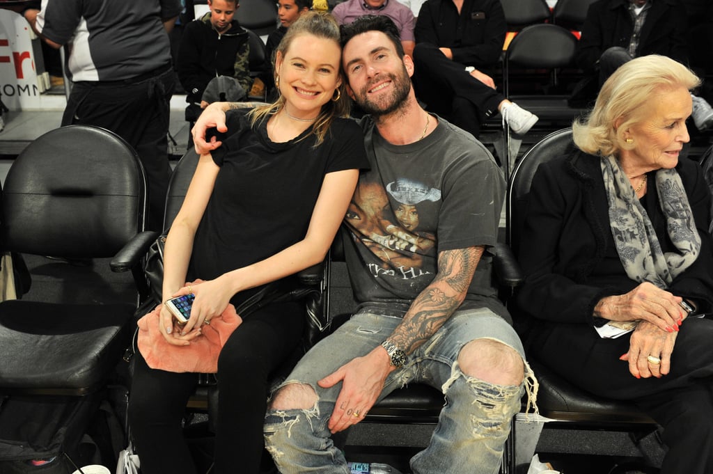 Adam Levine and Behati Prinsloo at LA Lakers Game 2017