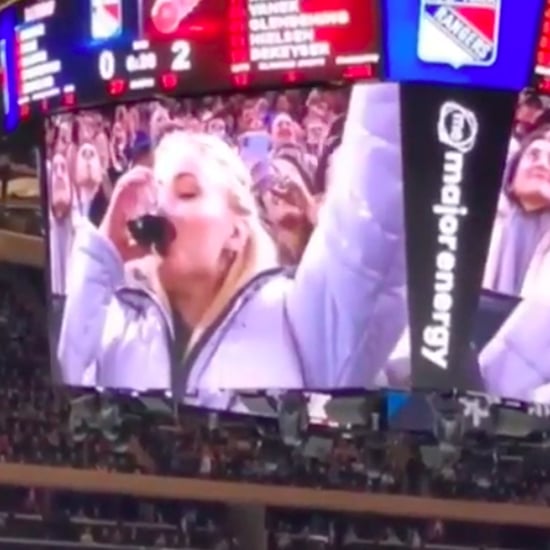 Sophie Turner Chugging Wine at New York Rangers Game