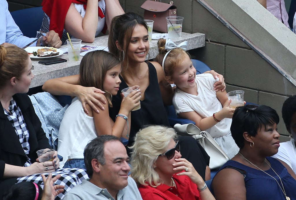 Jessica Alba and Her Daughters at US Open September 2016