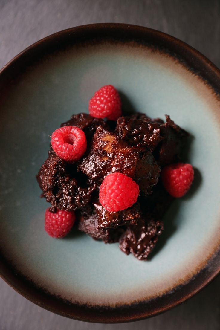 Warm and Fudgy Chocolate Bread Pudding