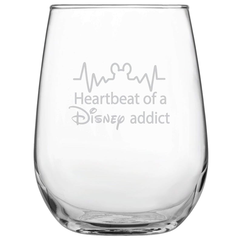 Heartbeat of a Disney Addict Stemless Wine Glass