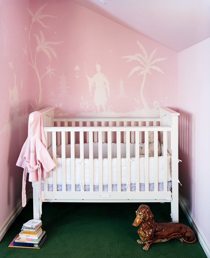 No one puts baby in a corner — unless that corner happens to be beautifully wallpapered with a sweet Chinoiserie motif! We're betting Nicole would appreciate this resourceful way to put an awkward space to good use. The dog lover in her is sure to enjoy the quirky dachshund ceramic, too.