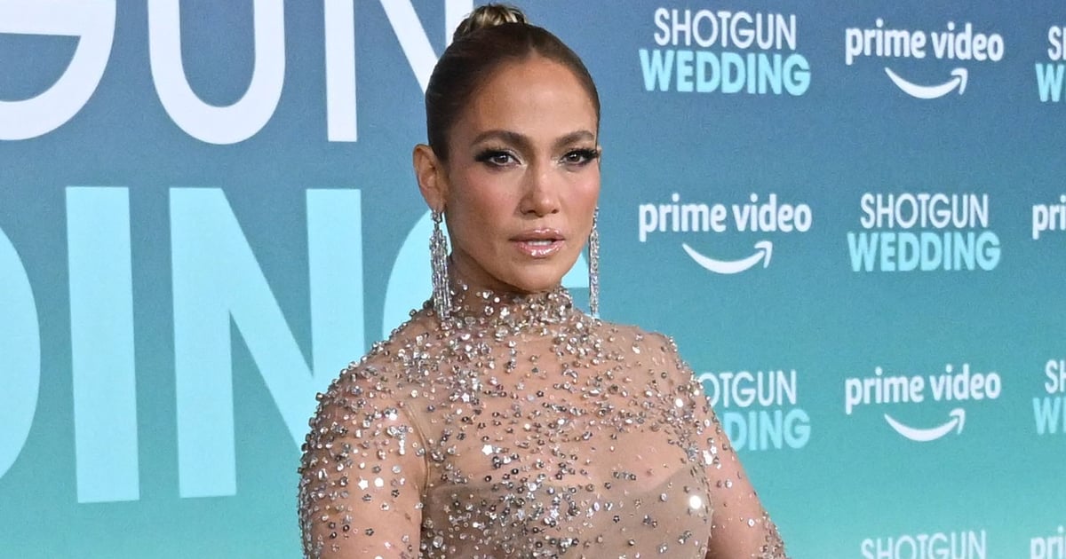 J Lo’s Sheer Valentino Dress at Shotgun Wedding Premiere