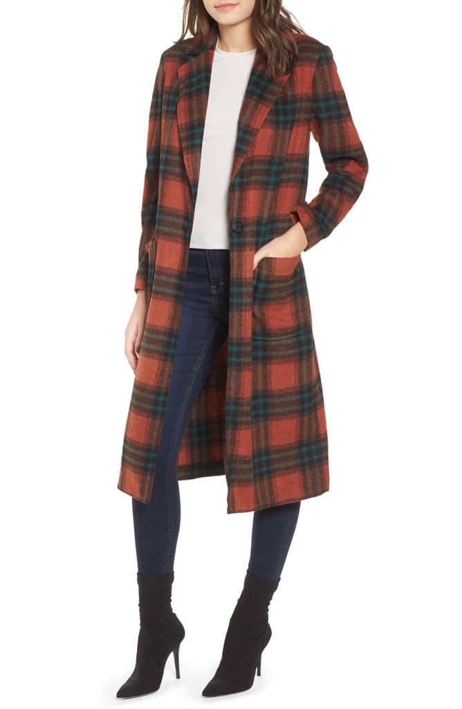 Leith Single Button Plaid Coat