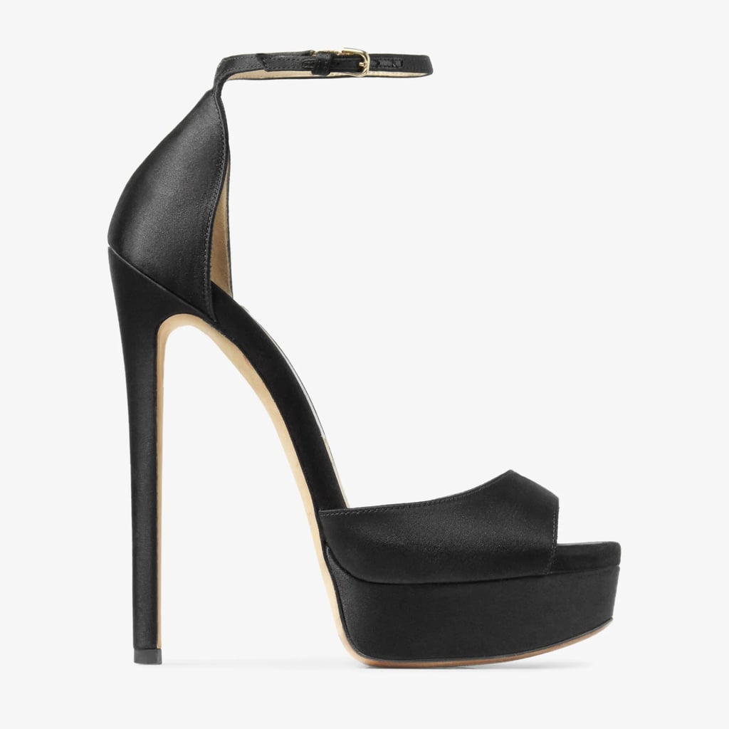 Jimmy Choo Max 150 Black Satin Sandals