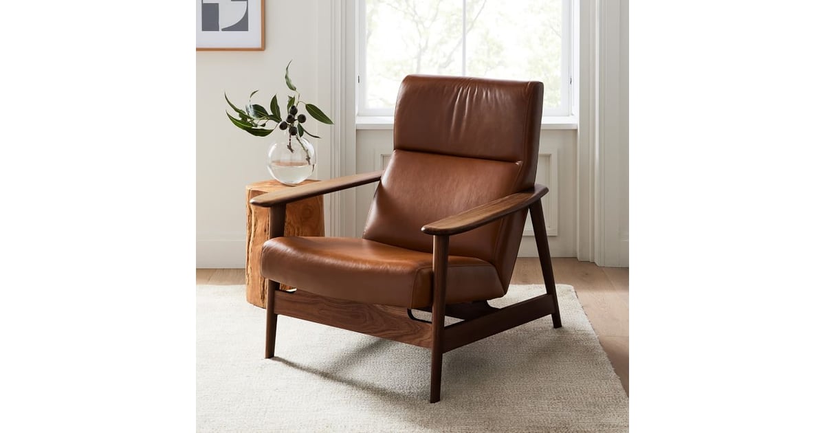 Mid century show best sale wood leather chair