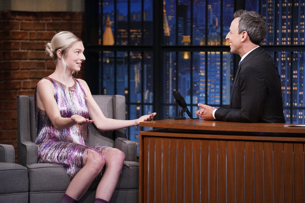 Hunter Schafer Is Stunning in a Fringe Dress on Seth Meyers