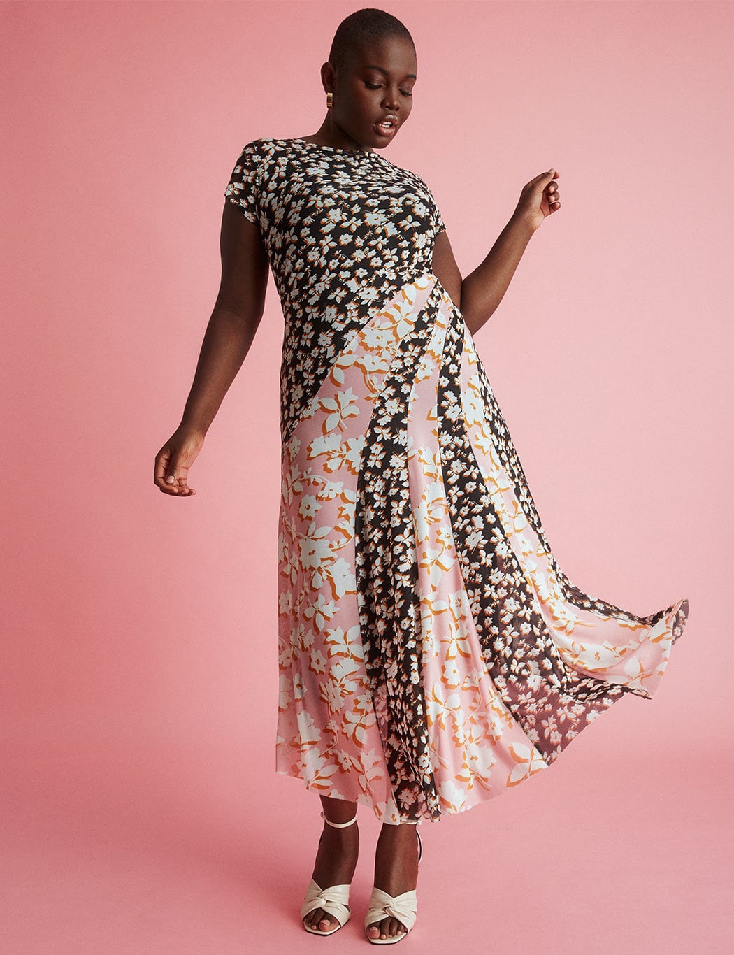 ELOQUII Mixed Print Fit and Flare Dress 