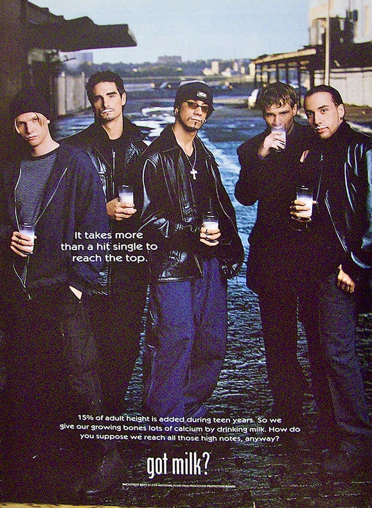 The leather-clad Backstreet Boys drank their milk in a back alley.