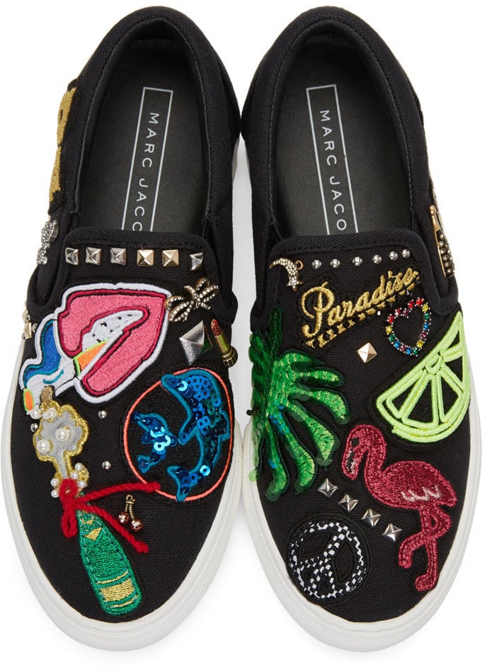 Eclectic fashion girls will fall hard for these Marc Jacobs Black Embroidered Mercer Sneakers ($350).