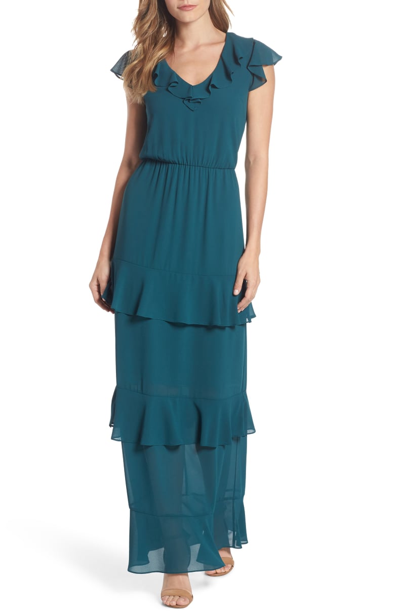 Charles Henry Tiered Ruffle Maxi Dress