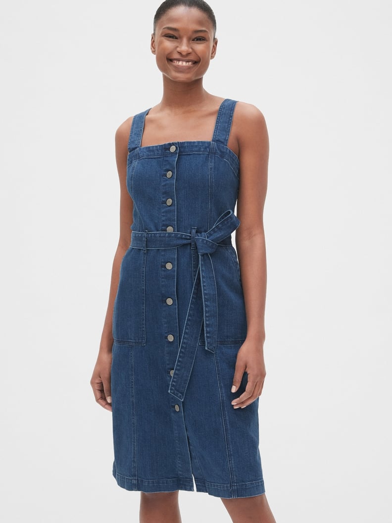 Gap Apron Button-Front Denim Dress