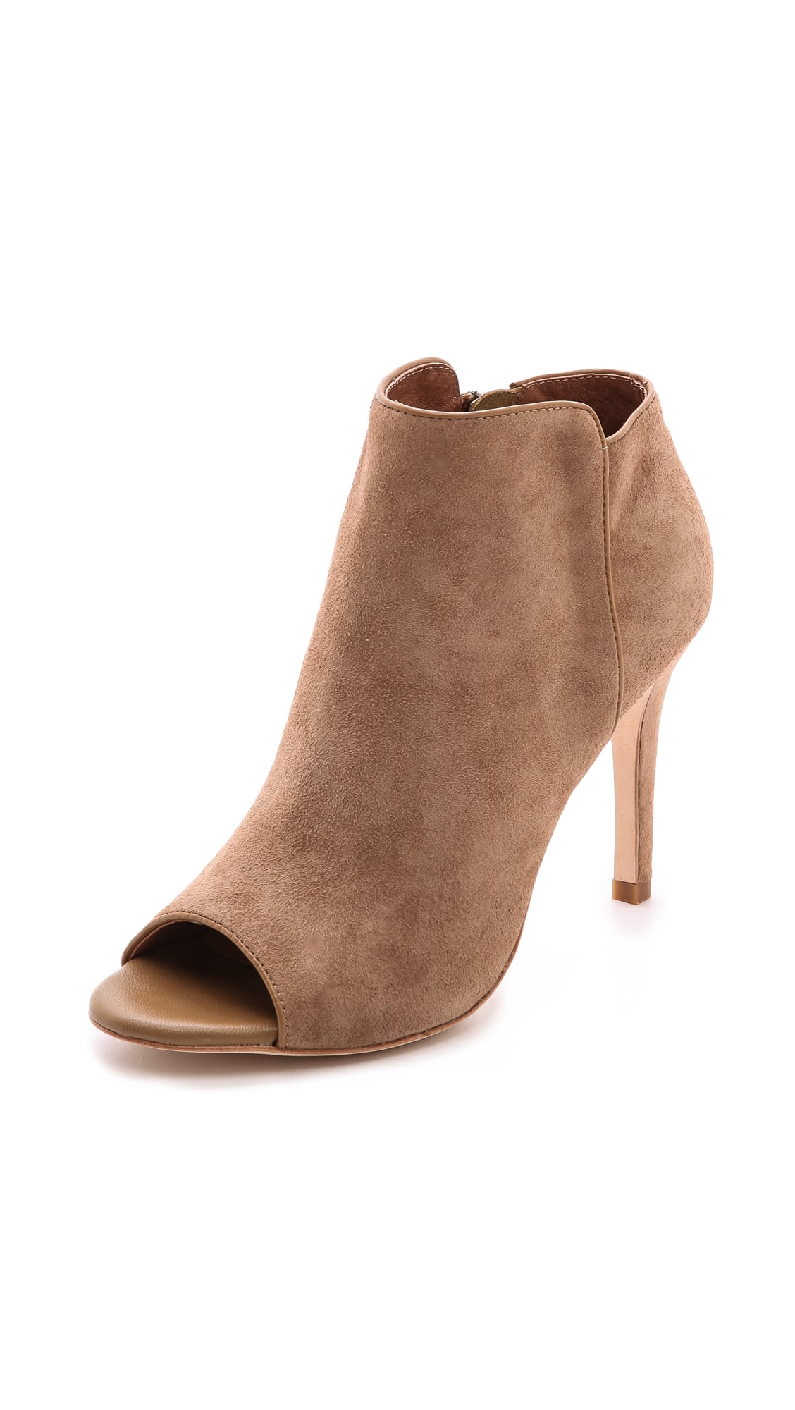 brown peep toe booties