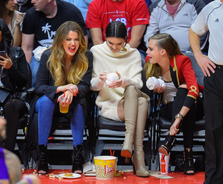 Cara Delevingne And Kendall Jenner At Lakers Basketball Game