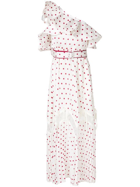 Self-Portrait Polka Dot One Shoulder Dress
