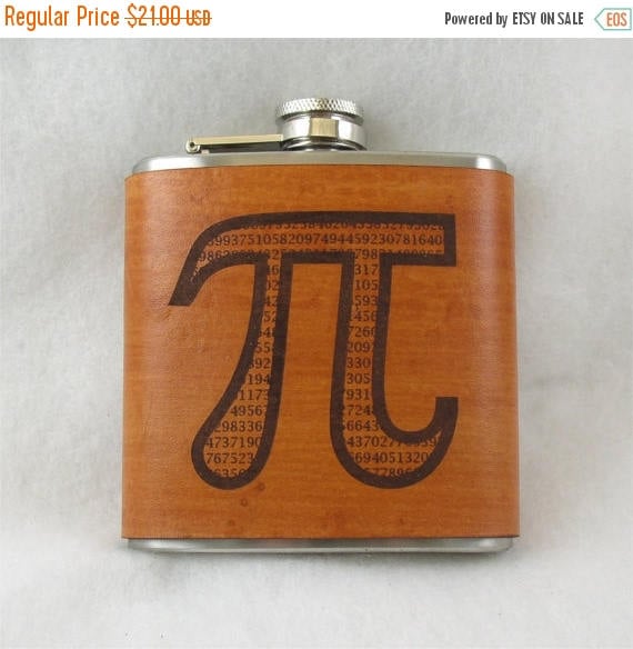 engraved leather pi flask