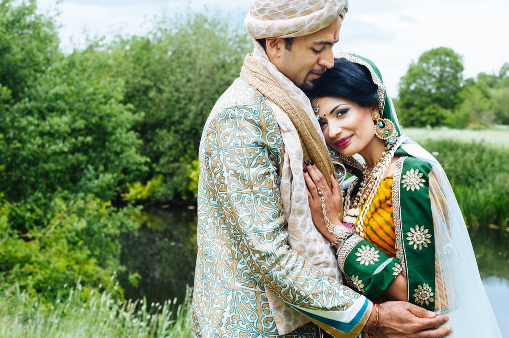 "This is from a gorgeous Indian wedding I shot in June. What I love about it is the intimacy of the couple, and how the colour of their outfits at once compliment and juxtapose with the background. For me it's like a still from a Bollywood film shot in Europe, especially as the couple are so handsome." — Nigel Edgecombe