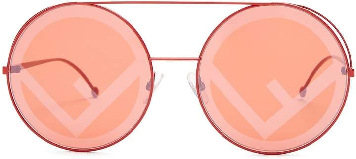 Fendi Large Round-Frame Metal Sunglasses