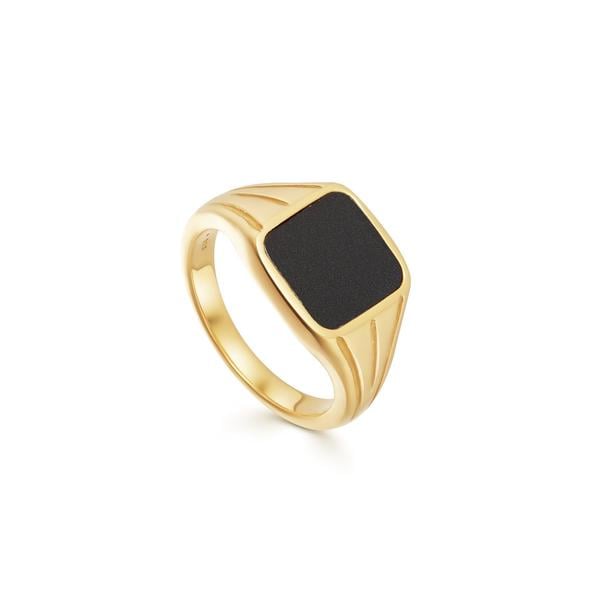 Lucy Williams Gold Square Black Signet Ring