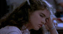 Just like Sabrina, Nancy nods off in class and sees a blood-covered girl — her classmate, inside a bloody body bag — standing in the doorway. It obviously leads to her having a deeply unpleasant run-in with Krueger.