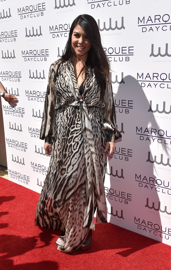 Kourtney Kardashian took a solo trip up the red carpet at Marquee Dayclub's season preview at The Cosmopolitan in Las Vegas on Saturday.