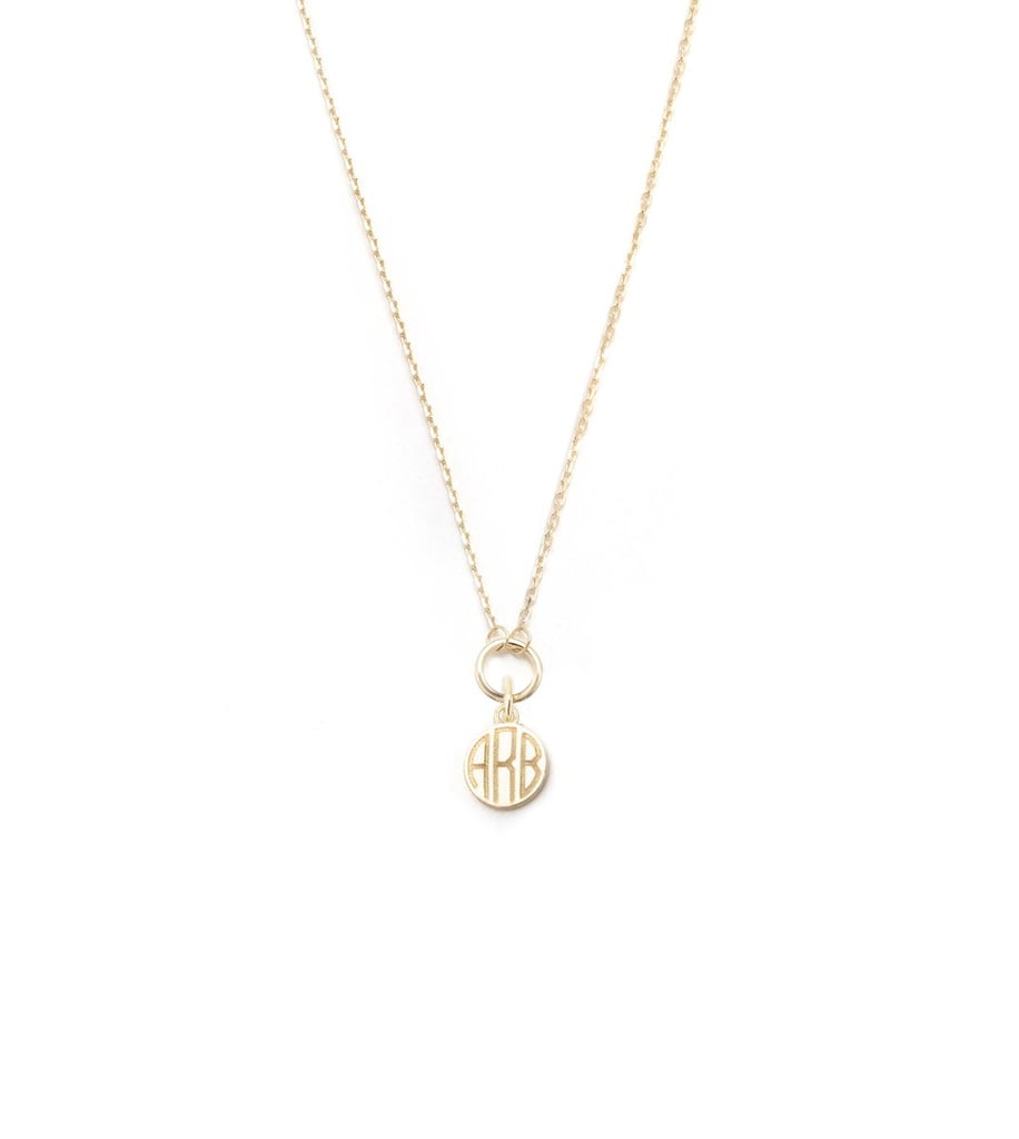 Foundrae  Engraved Initials Disk Drop Necklace