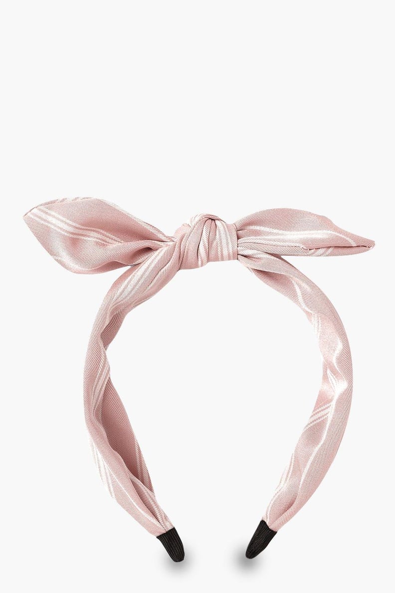 Boohoo Linen-Look Stripe Bow Headband