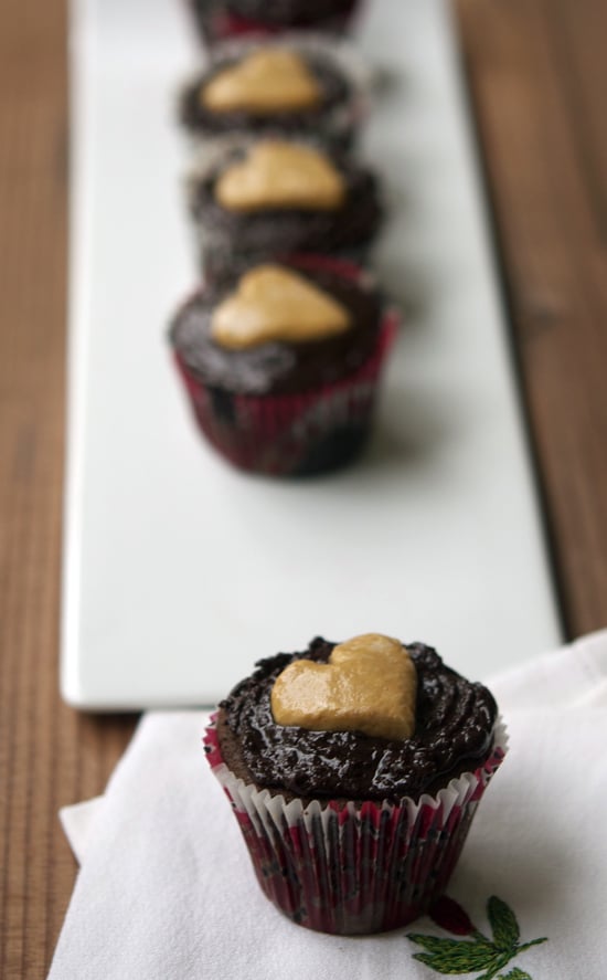 Double-Chocolate Cupcakes With Gooey Peanut Butter Center