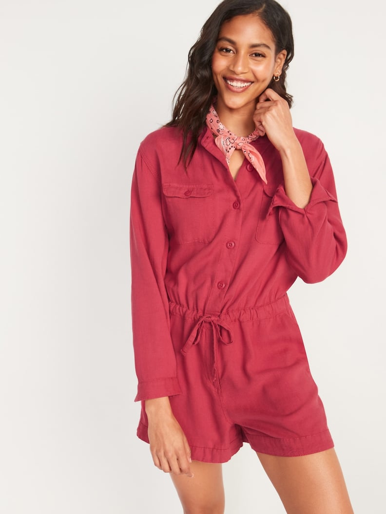 Red utility online playsuit