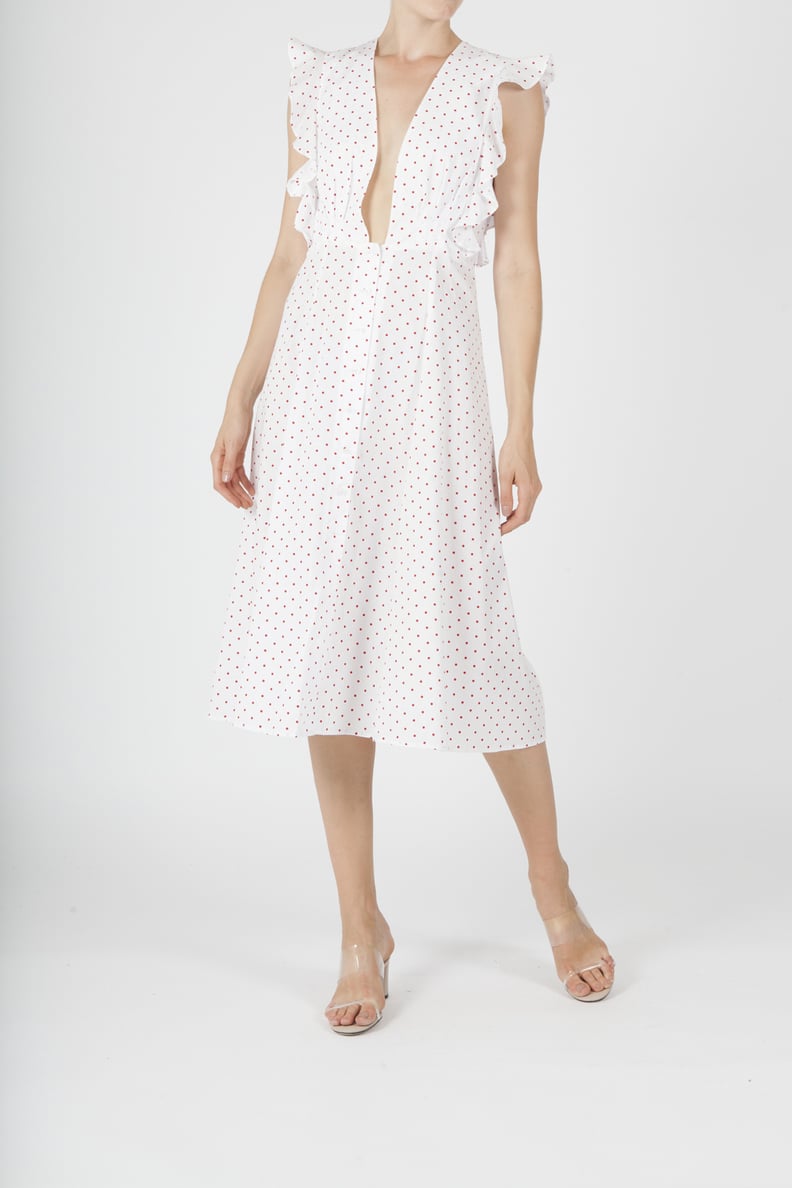 Jovonna London White Besa Polka Dotted Frilly Cotton Dres