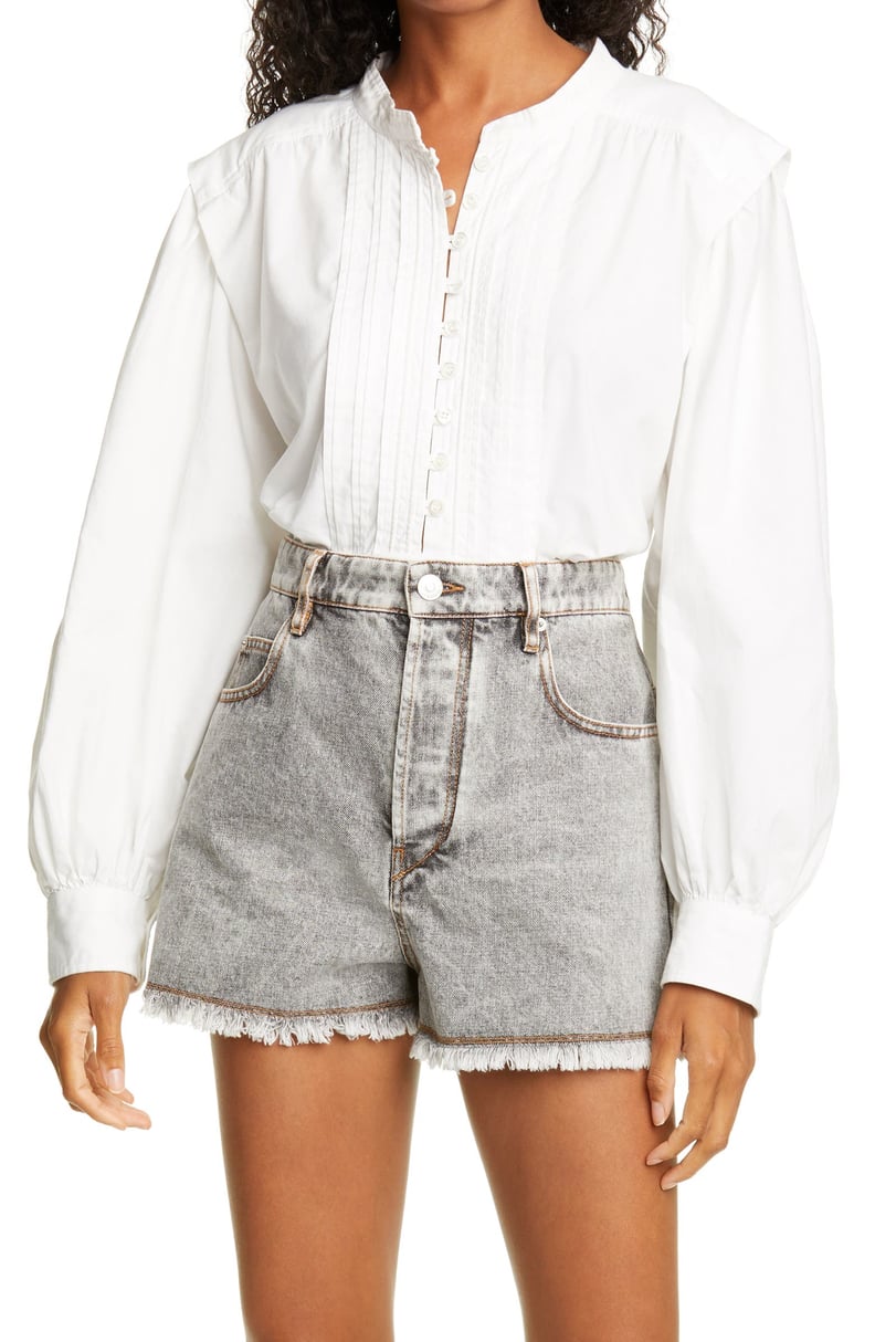 Isabel Marant Etoile Okina Balloon Sleeve Cotton Blouse