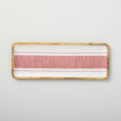 Bold Centre Stripe Enamel Wood Serve Tray