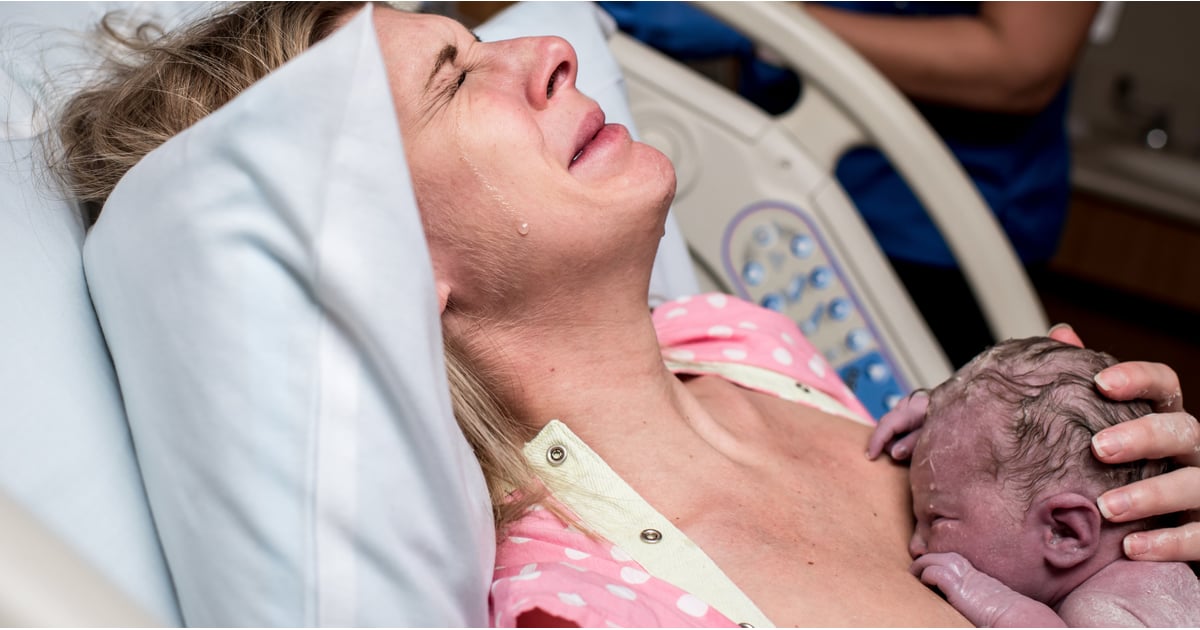 Tearful Rainbow Baby Birth Photo | POPSUGAR Family
