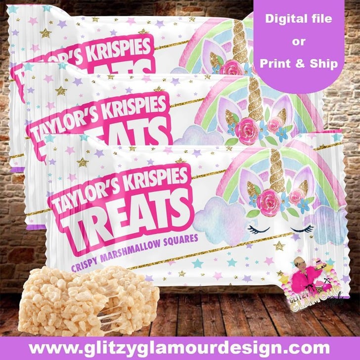 Unicorn Rice Krispies Treats Wrapper Covers Unicorn Goodie Bag Ideas