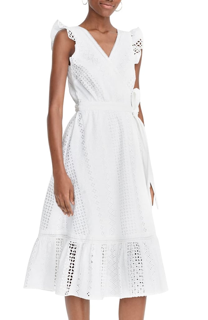 J.Crew All Over Eyelet Wrap Midi Dress