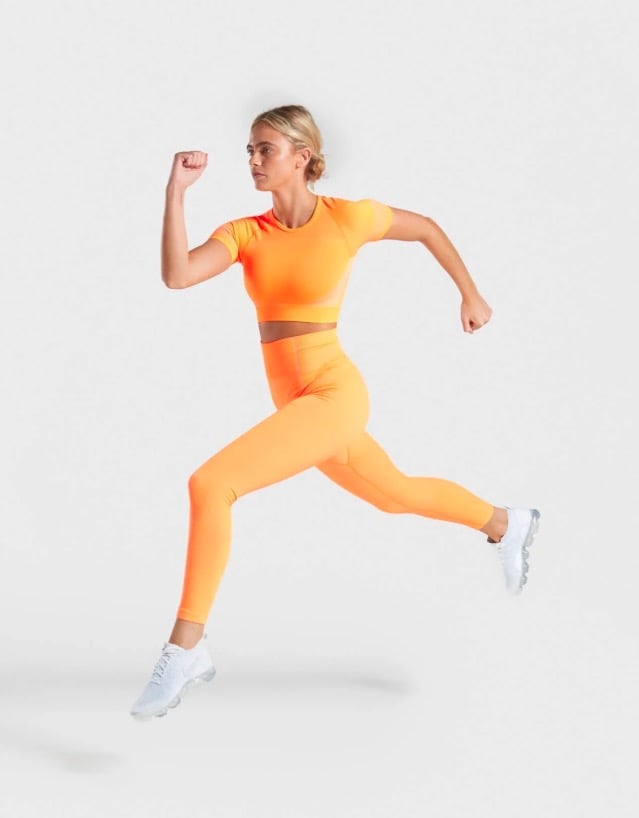 Neon orange workout clothes top