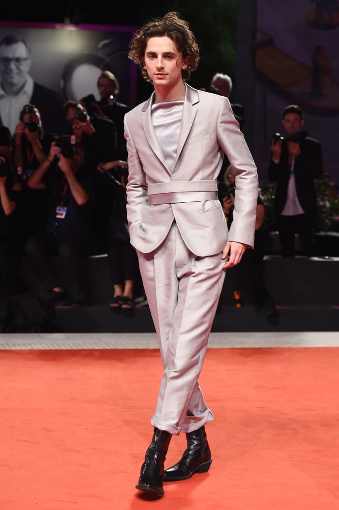 Timothée and Haider Ackermann made magic again with this belted suit at The King premiere during the Venice Film Festival.