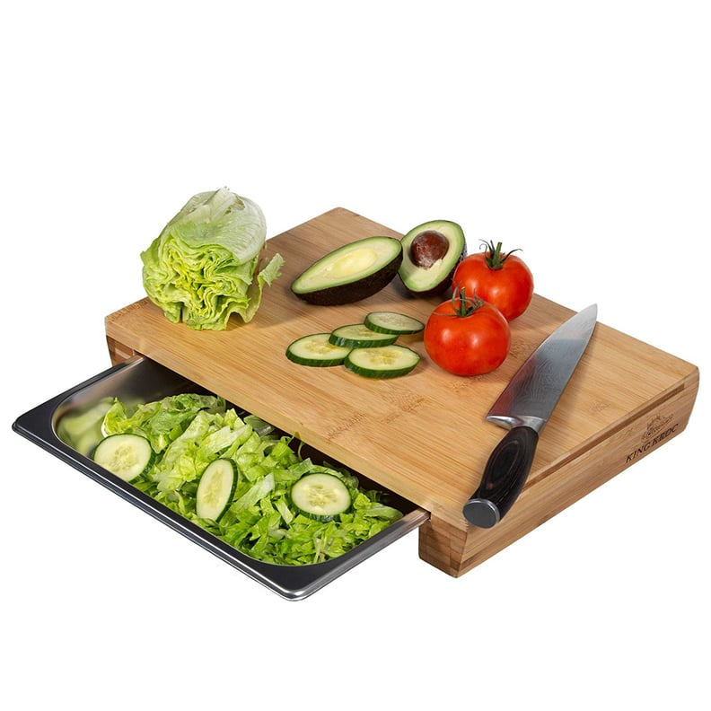 Bamboo Cutting Board With Stainless Tray