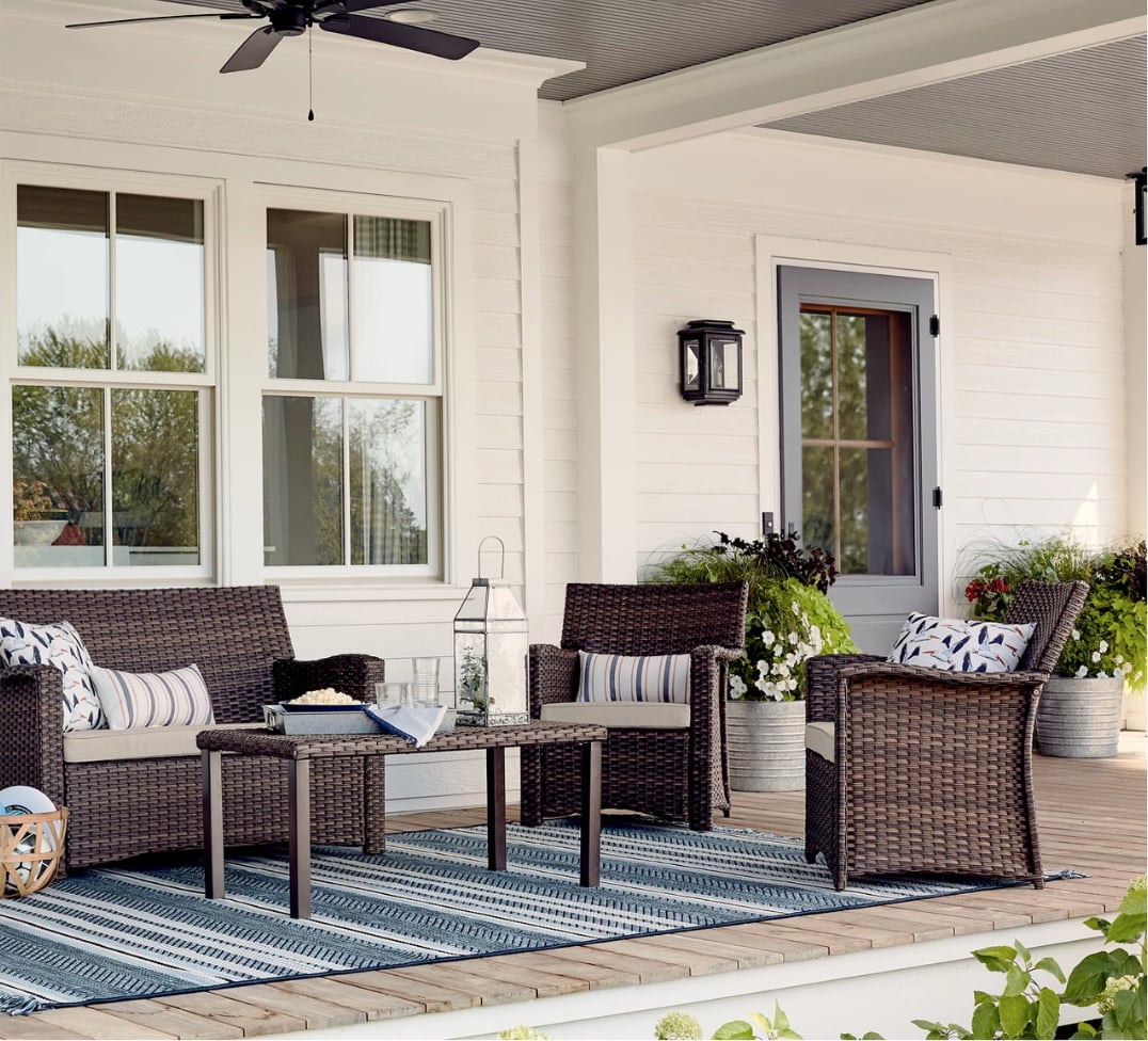 Halsted wicker patio set deals