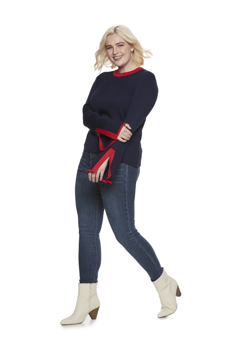 Ribbed Slit-Sleeve Sweater