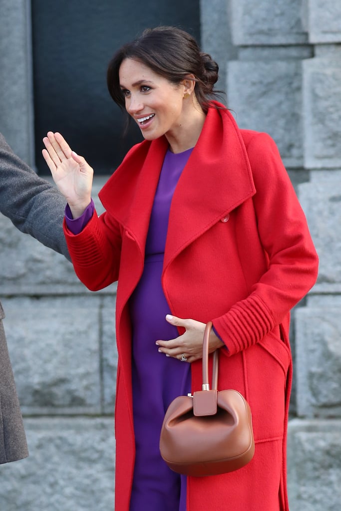 Meghan Markle Red and Purple Outfit Birkenhead January 2018