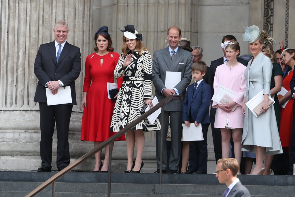 With members of the royal family at the National Service of Thanksgiving on the queen's 90th birthday in 2016.