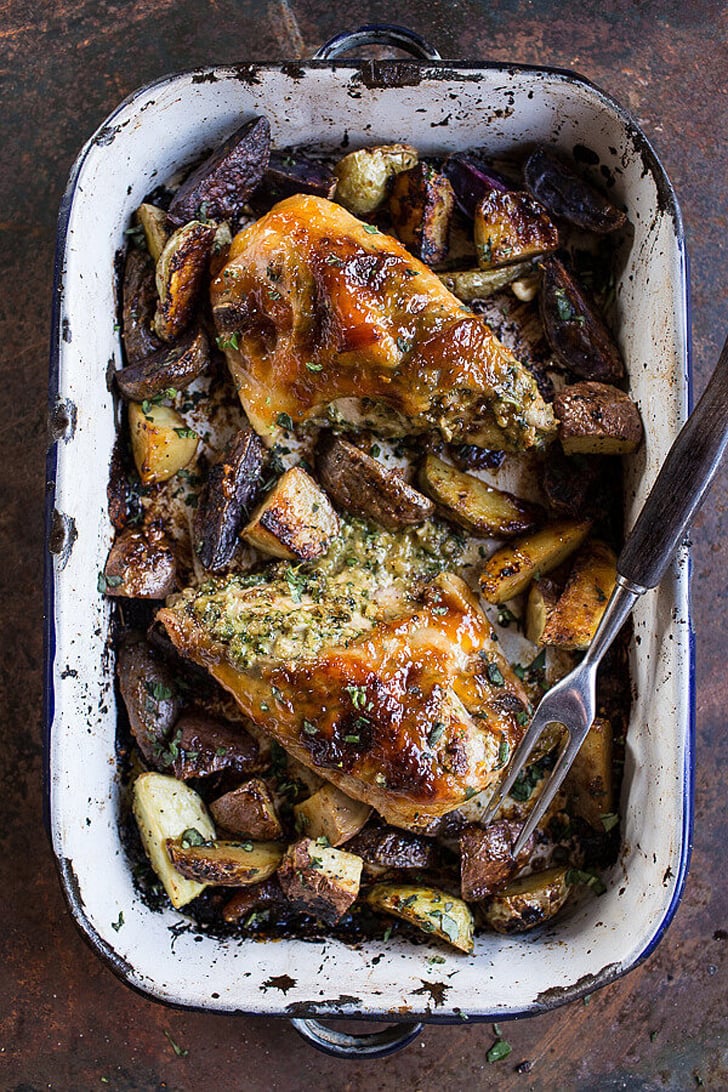 Walnut-and-Brie-Stuffed Chicken Breasts With Roasted Potatoes